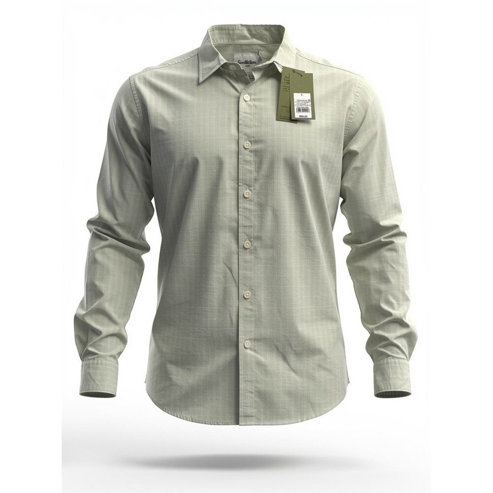 Goodfellow & Co Men’s LG Light Green Striped Button-Down Dress Shirt Long Sleeve